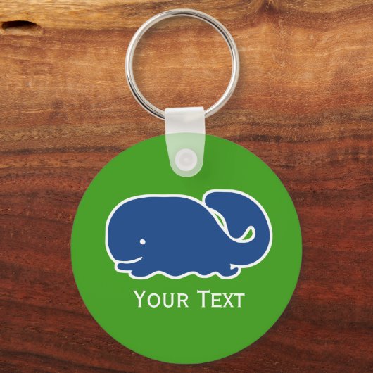 Nautical Blue Preppy Whale Persoonlijk Sleutelhanger (Achterkant)