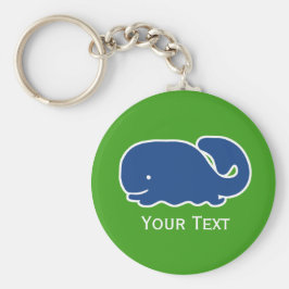 Nautical Blue Preppy Whale Persoonlijk Sleutelhanger