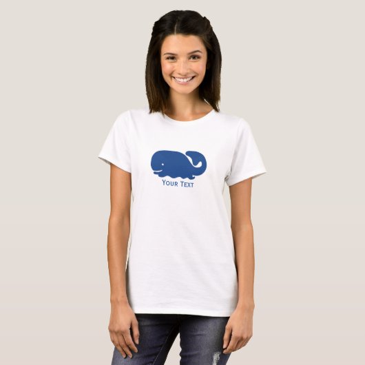 Nautical Blue Preppy Whale Persoonlijk T-shirt (Voorkant volledig)