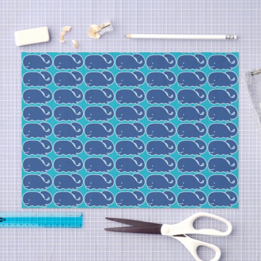Nautical Blue Preppy Whale Persoonlijk Tissuepapier (Craft)