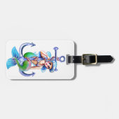Nautical Blue Retro Mermaid Lady Bagagelabel (Voorkant horizontaal)