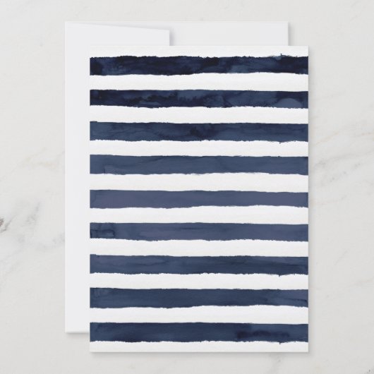 Nautical Blue Roze Waterverf Floral Bridal Brunch Kaart (Achterkant)