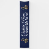 Nautical Blue Rum Skeleton Party Pirate Spandoek (Verticaal)