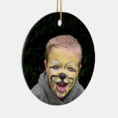 Nautical Blue Sail Boat Stripes Your Photo Keramisch Ornament (Rechts)