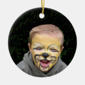 Nautical Blue Sail Boat Stripes Your Photo Keramisch Ornament (Voorkant)