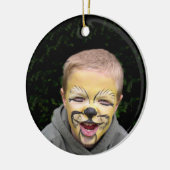 Nautical Blue Sail Boat Stripes Your Photo Keramisch Ornament (Links)