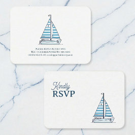 Nautical Blue Sailboat Birthday RSVP Informatiekaartje