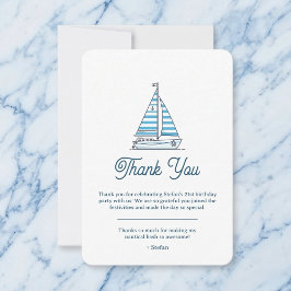 Nautical Blue Sailboat Birthday Thank You Card Bedankkaart