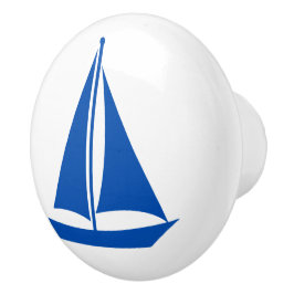 Nautical Blue Sailboat Keramische Knop