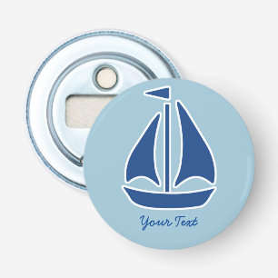 Nautical Blue Sailboat preppy gepersonaliseerd Button Flesopener