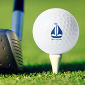 Nautical Blue Sailboat preppy gepersonaliseerd Golfballen