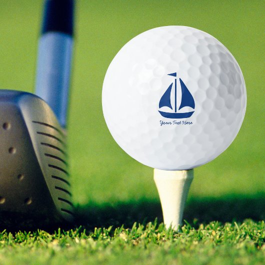 Nautical Blue Sailboat preppy gepersonaliseerd Golfballen