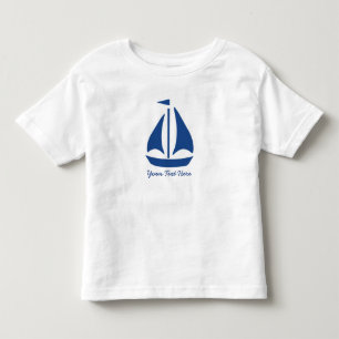 Nautical Blue Sailboat preppy gepersonaliseerd Kinder Shirts