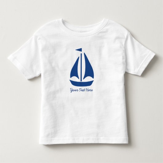 Nautical Blue Sailboat preppy gepersonaliseerd Kinder Shirts (Voorkant)