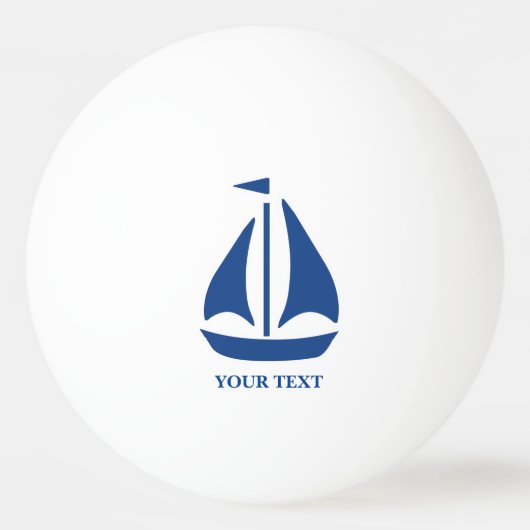 Nautical Blue Sailboat preppy gepersonaliseerd Pingpongbal (Achterkant)