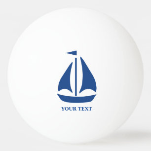 Nautical Blue Sailboat preppy gepersonaliseerd Pingpongbal