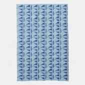 Nautical Blue Sailboat preppy gepersonaliseerd Theedoek (Verticaal)