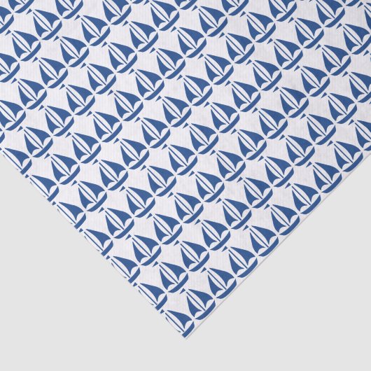 Nautical Blue Sailboat preppy gepersonaliseerd Tissuepapier (Detail)