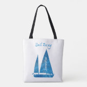 Nautical Blue Sailboat Tote Bag (Achterkant)