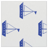Nautical Blue Sailboten op White Stof (Close Up)