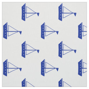 Nautical Blue Sailboten op White Stof