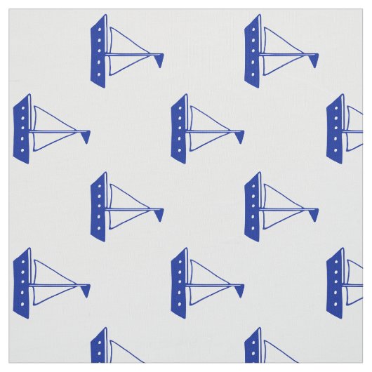 Nautical Blue Sailboten op White Stof (Swatch)