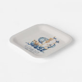 Nautical Blue Sailing Ship Baby Shower Papieren Bordje (Gebogen)