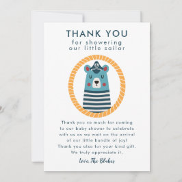 Nautical Blue Sailor Beer Baby shower Bedankkaart