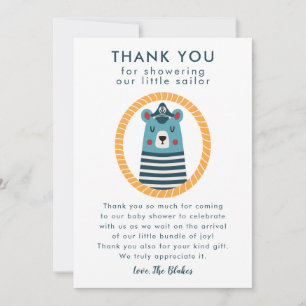 Nautical Blue Sailor Beer Baby shower Bedankkaart