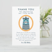 Nautical Blue Sailor Beer Baby shower Bedankkaart (Staand voorkant)