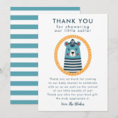 Nautical Blue Sailor Beer Baby shower Bedankkaart (Voorkant / Achterkant)