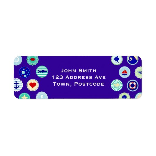 Nautical Blue Sailor Patroon Etiket (Voorkant)