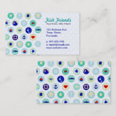 Nautical Blue Sailor Patroon Visitekaartje (Voorkant / Achterkant)