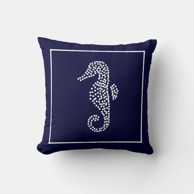 Nautical Blue Seahorse Home Decor Sierkussen (Voorkant)