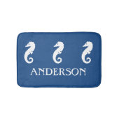 Nautical Blue Seahorse Zee Created bathmat Badmat (Voorkant)