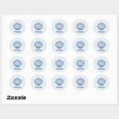 Nautical Blue Seashell Blue Stripe Ronde Sticker (Vel)