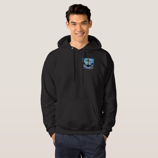 Nautical Blue Seashore Mannen Fleece Hoodie (Voorkant volledig)