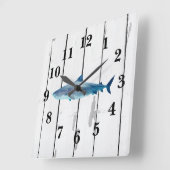 Nautical Blue Shark Ship Rustic Decor Vierkante Klok (Hoek)