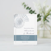 Nautical Blue Shell Budget Huwelijksuitnodiging Briefkaart (Staand voorkant)