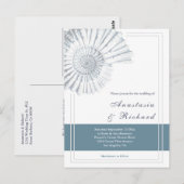 Nautical Blue Shell Budget Huwelijksuitnodiging Briefkaart (Voorkant / Achterkant)