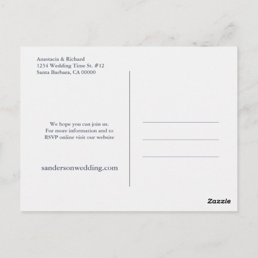 Nautical Blue Shell Budget Huwelijksuitnodiging Briefkaart (Achterkant)