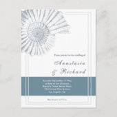 Nautical Blue Shell Budget Huwelijksuitnodiging Briefkaart (Voorkant)