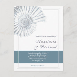 Nautical Blue Shell Budget Huwelijksuitnodiging Briefkaart