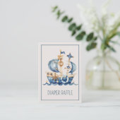 Nautical Blue Ship Baby Shower Diaper Raffle Informatiekaartje (Staand voorkant)