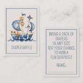 Nautical Blue Ship Baby Shower Diaper Raffle Informatiekaartje (Voorkant / Achterkant)