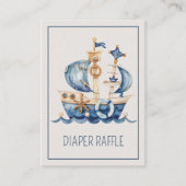 Nautical Blue Ship Baby Shower Diaper Raffle Informatiekaartje (Voorkant)