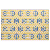 Nautical Blue Ship's Wheel Monogram en Chevron Stof (Fat Quarter)