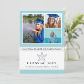 Nautical Blue Starfish afstuderen felicitaties Kaart (Staand voorkant)