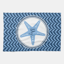 Nautical Blue Starfish kust Theedoek