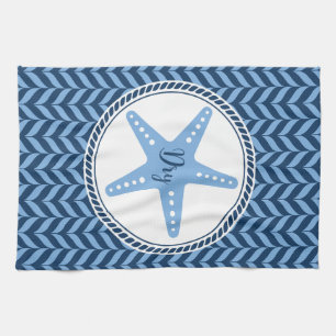 Nautical Blue Starfish kust Theedoek